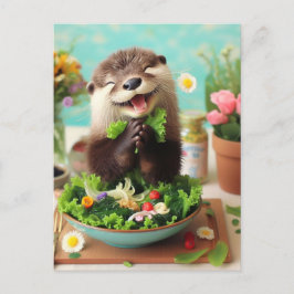 Carte Postale Bonne Otter à faire une salade