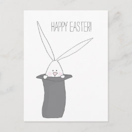 Carte Postale Bonne Pâques ! Lapin mignon dans un chapeau haut
