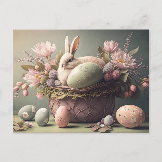Carte Postale Bonne Pâques souhaits couleurs pastel PostCard (Devant)