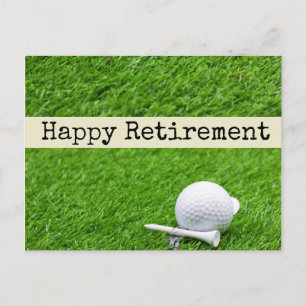 Carte Postale Bonne retraite au golfeur avec balle de golf sur v