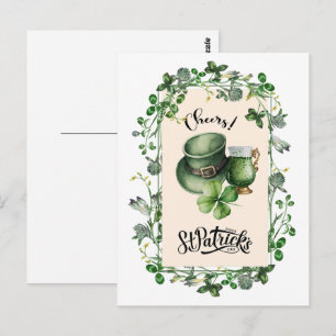 Carte Postale Bonne Saint Patrick. Bière verte du Casquette Lepr