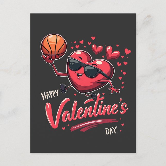 Carte Postale Bonne Saint Valentin Amateurs de basket-ball (Devant)