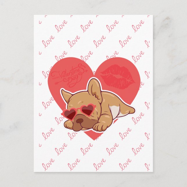 Carte Postale Bonne Saint Valentin | French Bulldog (Devant)
