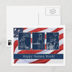 Carte Postale Bonne Semaine des infirmières. USA Patriotique