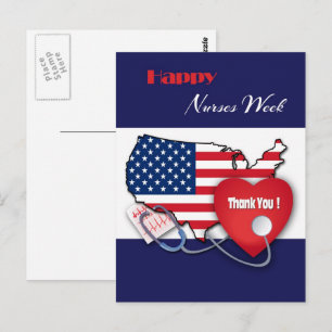 Carte Postale Bonne Semaine des infirmières. USA Patriotique