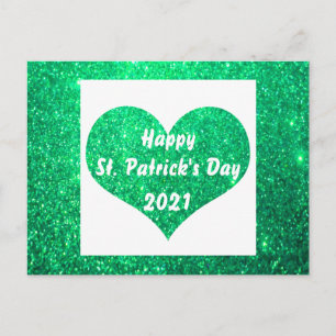 Carte Postale Bonne St Patrick's Day Parties scintillant verte C