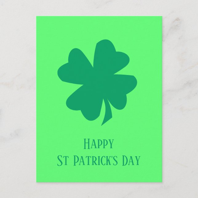 Carte Postale Bonne St Patrick's Day Shamrock vert irlandais 202 (Devant)