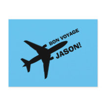 Bonne traversée Avion sur fond bleu nom personnali