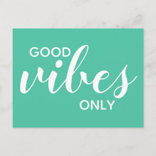 Carte Postale Bonne Vibration Uniquement Citation Verte