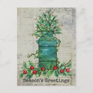 Carte Postale Bonnes Fêtes Collage de lait d'arbre de Noël