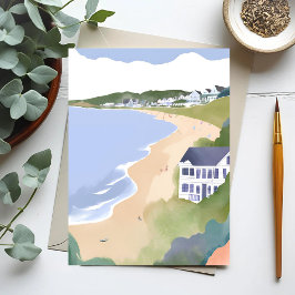 Carte Postale Bonnet Shores | Plage de Rhode Island Aquarelle