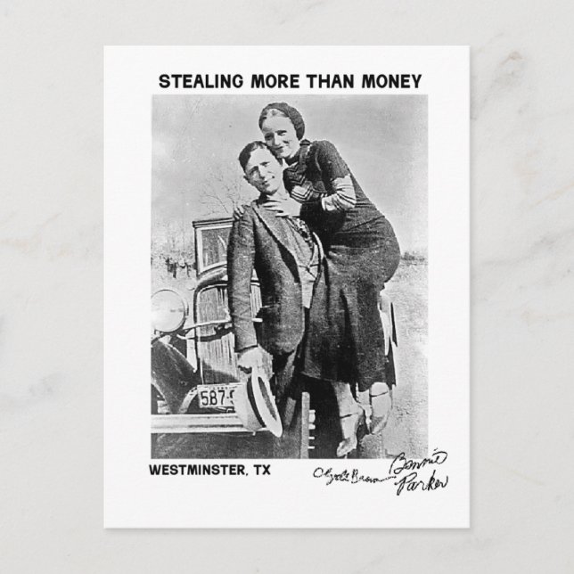 Carte Postale Bonnie & Clyde à Westminster (Texas) (Devant)