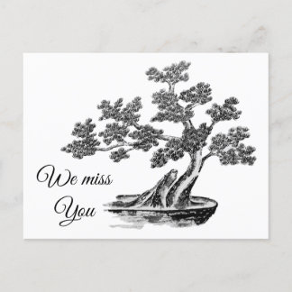 Carte Postale Bonsai - Style chinois - noir et blanc