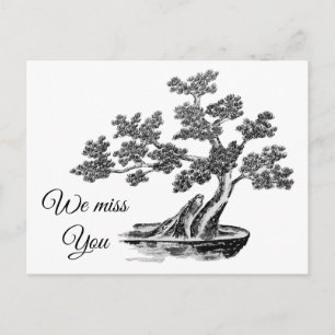 Carte Postale Bonsai - Style chinois - noir et blanc