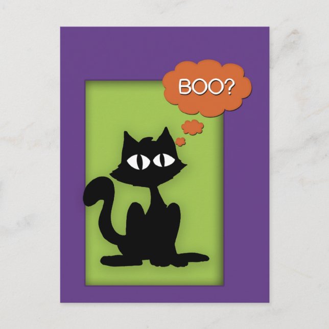 Carte postale Boo Black Kitty Halloween (Devant)