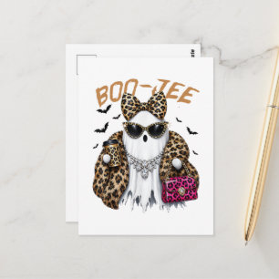 Carte Postale Boo-JEE Fantôme Léopard Coquette Halloween