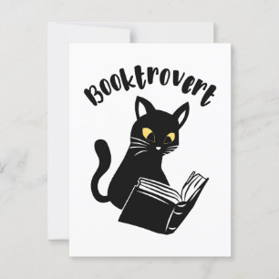 Carte Postale Booktrovert chat avec livre
