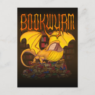 Carte Postale Bookwyrm : The Library Dragon