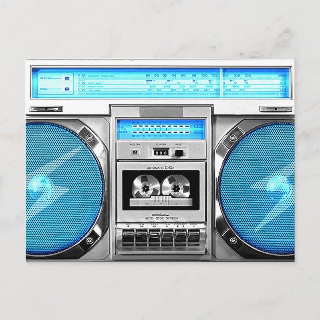 Carte Postale Boombox bleu (Devant)