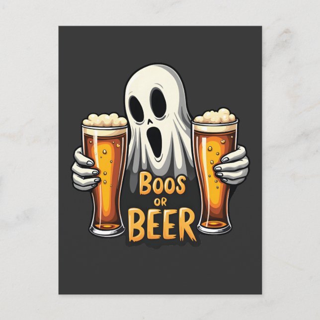 Carte Postale Boos Ou Bière Drôle Oktoberfest Halloween Ghost (Devant)