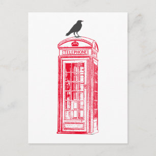 Carte Postale Booth et corbeau rouge vintage