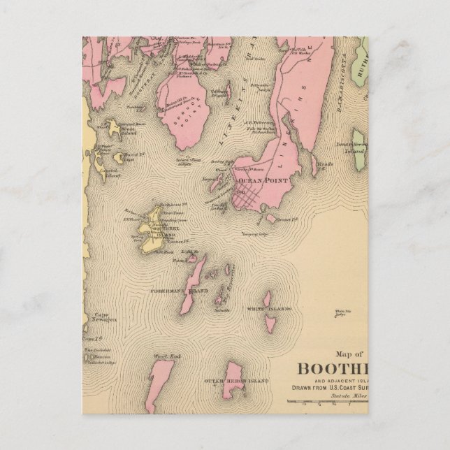 Carte Postale Boothbay, îles adjacentes (Devant)