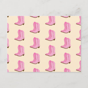 Carte Postale Boots Cowboy Pink Country Texas Ranch