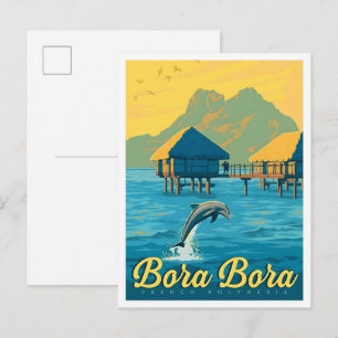 Carte Postale Bora-Bora Polynésie française Voyage Vintage
