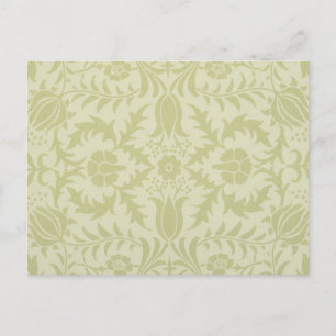 Carte Postale Borage vintage vert tendre damas de William Morris