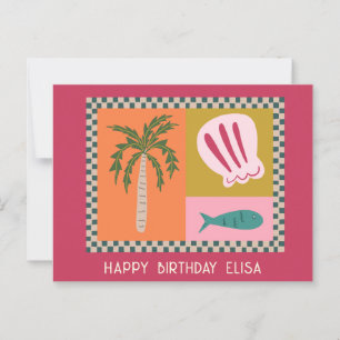 Carte Postale Bord de mer JOYEUX ANNIVERSAIRE Moderne Mignon NOM
