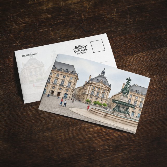 Carte postale Bordeaux France Watercolor (Créateur téléchargé)
