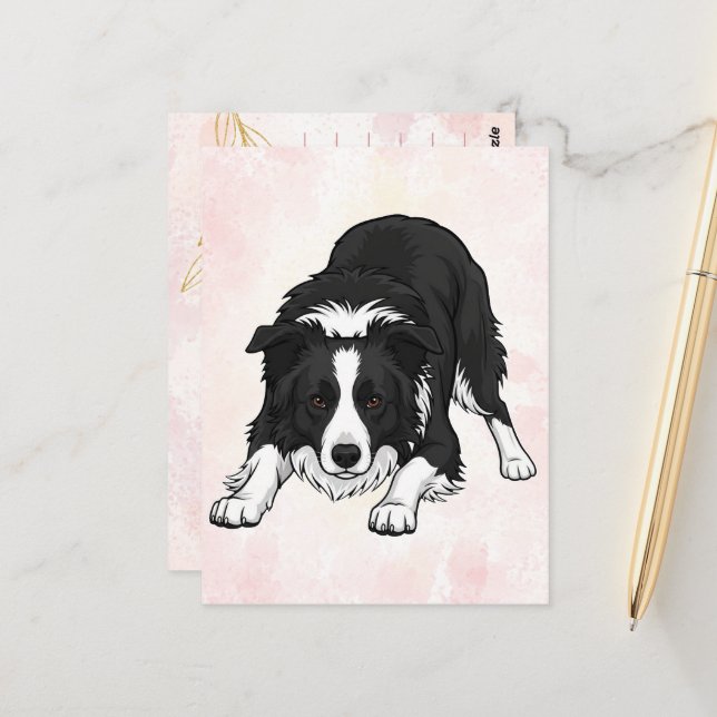Carte Postale Border Collie Dog Greeting Card (Devant/Arrière en situation)