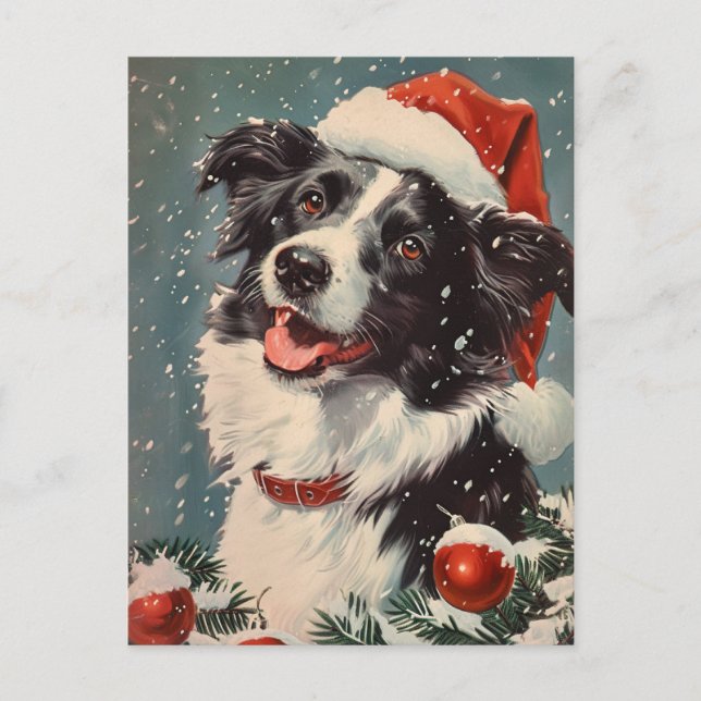 Carte Postale Bordure Collie Noël (Devant)