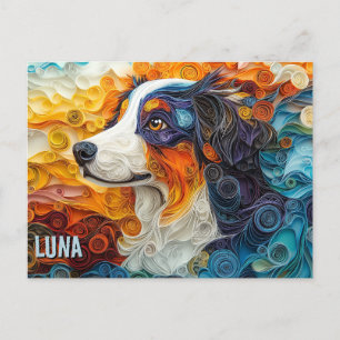 Carte Postale Bordure Collie Papier Quitter Portrait de chien d'