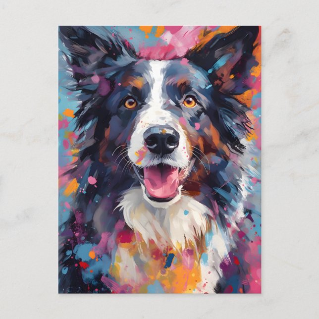 Carte Postale Bordure colorée Collie (Devant)