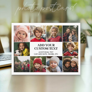 Carte Postale Bordure de 10 photos avec texte centré - blanc noi