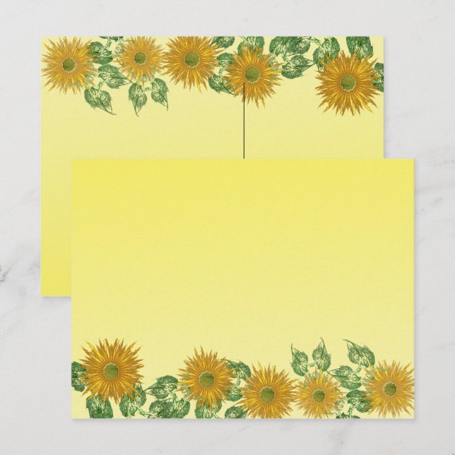 Carte Postale Bordure de feuille de fleur jaune fractale colorée (Devant / Derrière)