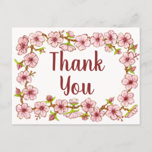 Carte Postale Bordure de fleurs~Carte de remerciements 3