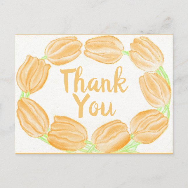 Carte Postale Bordure des Tulipes de Pêche ~Carte de remerciemen (Devant)