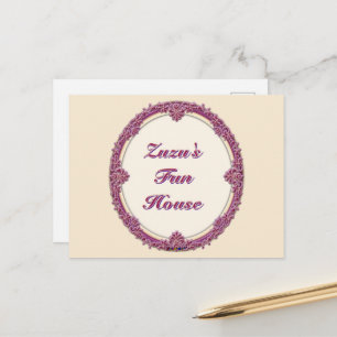 Carte Postale Bordure Fantaisie Violet/Rose Et Crème Personnalis