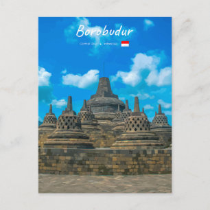 Carte Postale Borobudur, Indonésie - Temple bouddhiste ancien