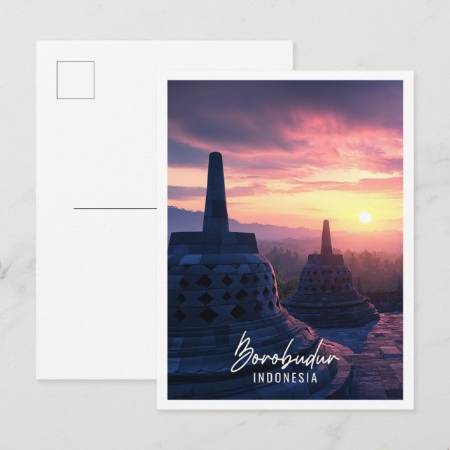 Carte Postale Borobudur Temple Indonésie (Devant / Derrière)