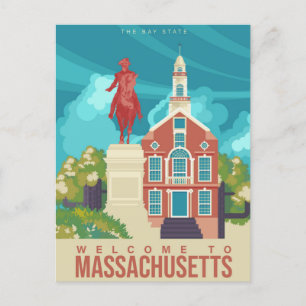 Carte Postale Boston bienvenue au Vintage voyage du Massachusett