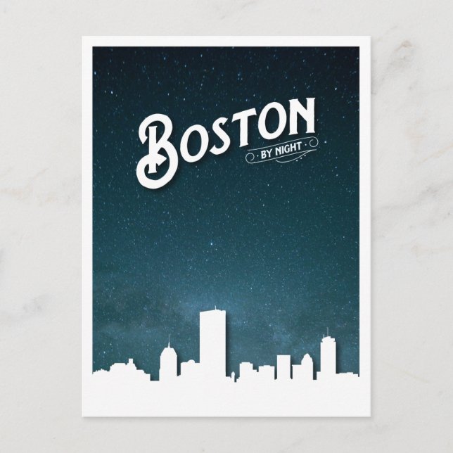 Carte Postale Boston by Night Skyline - Boston, Massachusetts, U (Devant)
