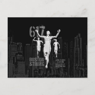 Carte Postale Boston City Strong se souvient d'un décor noir