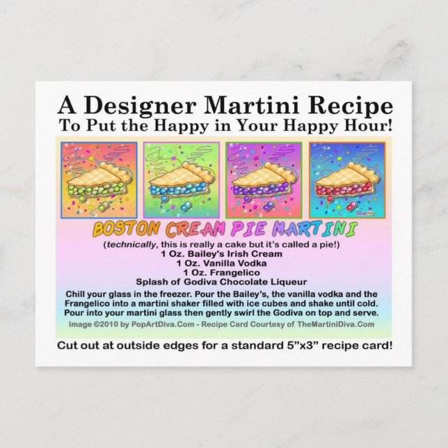 Carte postale Boston Cream Pie Martini Recette (Devant)
