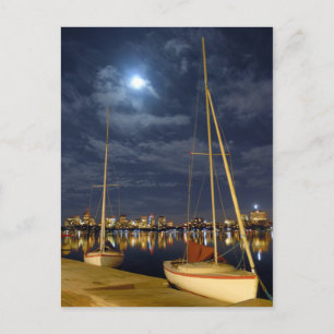 Carte Postale Boston dans la Pleine lune