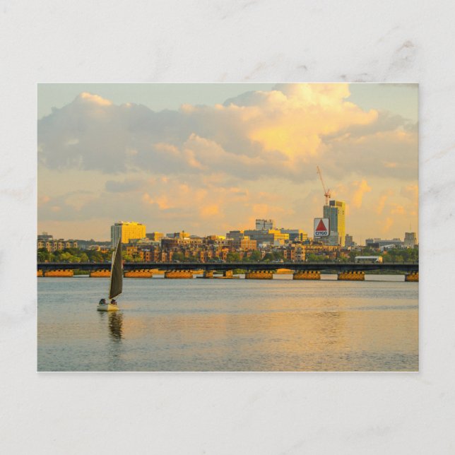Carte Postale Boston et la rivière Charles en été après-midi (Devant)