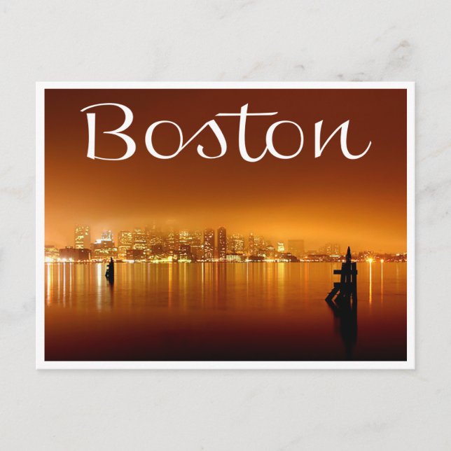 Carte Postale Boston, Massachusetts, Skyline At Night Post Card (Devant)