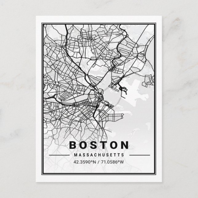 Carte Postale Boston Massachusetts USA Travel City Map (Devant)